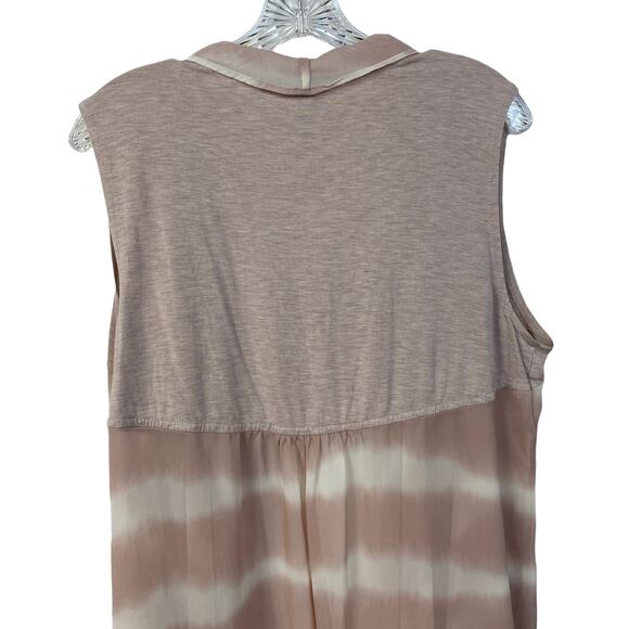 LOGO Lori Goldstein L Waterfall Chiffon Sleeveless Cardigan Mixed Fabric Top - Picture 3 of 7